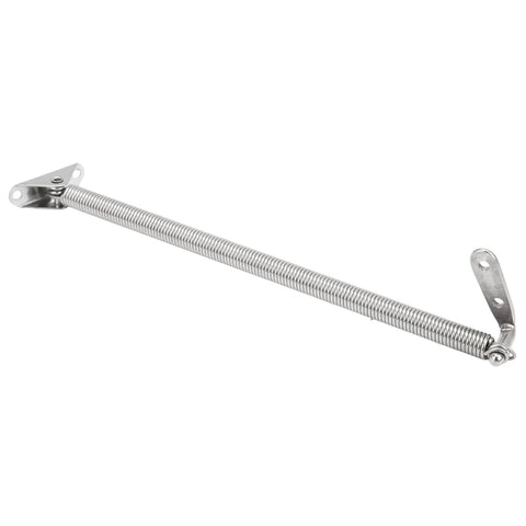 Side view of Semme 8-1/4in marine-grade stainless steel lid-holder support spring with end mounting brackets