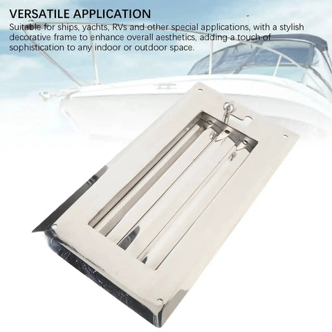 Jonlaki 316 stainless steel marine louvered vent with locking mechanism, mirror-polished ventilation grille