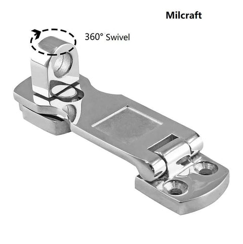 Marine Grade Stainless Steel Heavy Duty Door Hasp With Turning Padlock Eye Mount For Outdoor Doors Corrosion Resistant 316L Security Latch