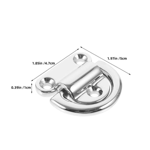 Folding stainless steel D-ring tie-down anchors, 2-pcs, deck-mount base, marine-grade, 6mm.