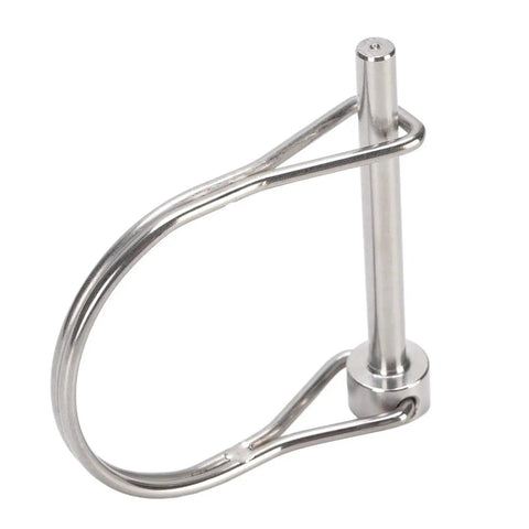 Front view of two-pack marine-grade 316 stainless safety coupler pins with wire loop, 6.3x50mm.