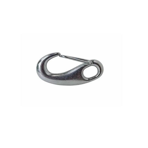 Front view of marine-grade T316 stainless steel gate snap hook, 3-3/4 in, 1000 Lbs WLL.