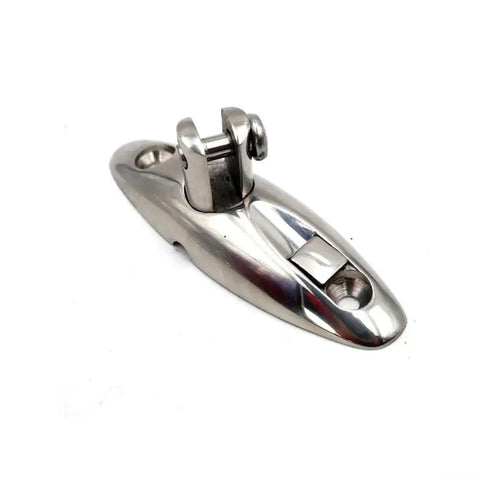 Swivel hinge deck-side mount marine hardware, 316 stainless, mirror-polished finish, 81 mm, close-up