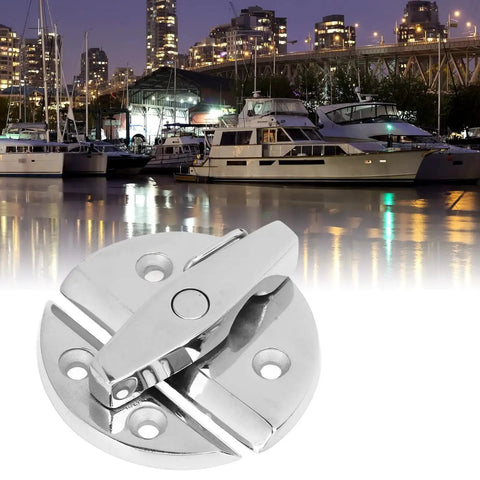 TANGUOX round turn-button twist latch; marine-grade stainless steel, mirror finish for boat hatches and enclosures