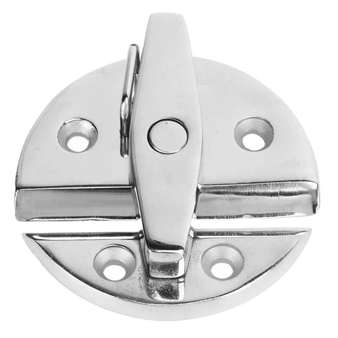 Round turn-button twist latch in polished marine-grade stainless steel with mirror finish for hatches and doors