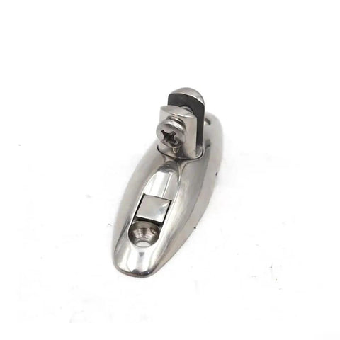 Front view of a 316 stainless steel deck-side swivel hinge with quick-release lever, mirror-polished finish