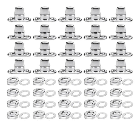 KaiYeA twist lock fasteners front view, marine-grade stainless steel, 30 sets with base plates and washers
