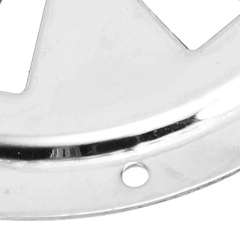 Close-up of a 4-inch round stainless steel vent grill ring with mounting hole.