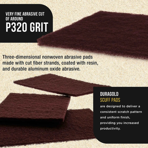 Maroon General Purpose Scuff Pads 6x9 Inch Box Of 10 For Surface Prep Primer, flexible nonwoven pads with very fine abrasive cut