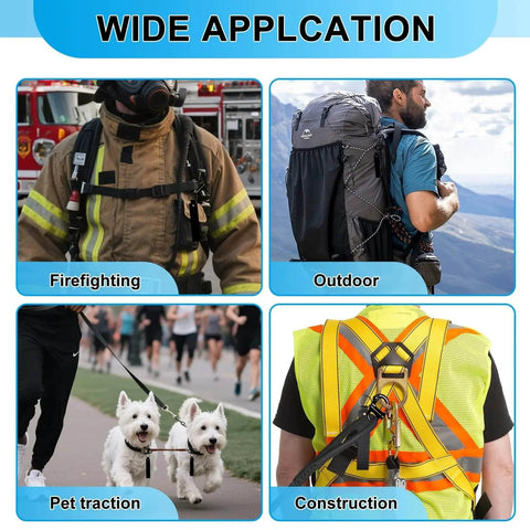 Multiple uses of Mask Quick Release Clips With Carabiner Two Pack Black For Easy Mask Removal And Secure Lanyard Attachment in various activities.