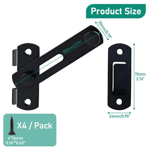 Beefy 4 Inch Heavy Duty Flip Latch Gate Latches For Barn Wood Fence And Sliding French Doors Matte Black SUS304 Hardware size details