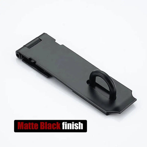 5 Inch Door Hasp Latch Lock In Matte Black 304 Stainless Steel, rustproof 1.9 mm thick, shown flat with matte finish