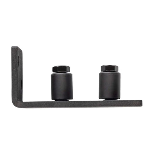 Matte Black Adjustable Barn Door Floor Guide Roller With Wall Mount, Guard Against Door Sway And Floor Damage