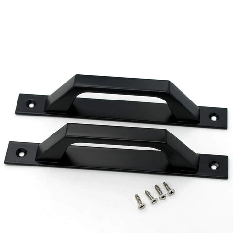 Sliding Barn Door Handle For Wooden Doors 19.6 Cm Long, Antique Two-Piece Door Pull In Matte Black Finish, Carbon Steel Construction