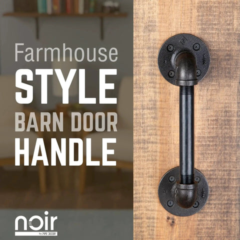 1/2 In X 6 In Matte Black Pipe Sliding Barn Door Handle For Indoor And Outdoor Use, Industrial Steel Pipe Rustic Vintage Style Door Pull, Pre-Finished Coating That Won’t Chip Or Scratch, Exterior Barn Door Hardware