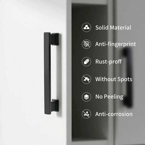 Matte Black Cabinet Handles 5 Inch 128mm Hole Centers Solid Zinc Alloy Drawer Pulls Pack Of 10 Installed on Cabinet