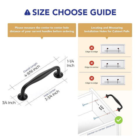Installation guide for 10 Pack Matte Black 3-3/4 Inch Kitchen Cabinet Handles Solid Zinc Alloy Cupboard And Drawer Pulls