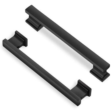 3 Pack 5 Inch Center Hole Matte Black Kitchen Cabinet Handles Modern Cabinet Pulls For Dresser And Drawers Solid Zinc Alloy