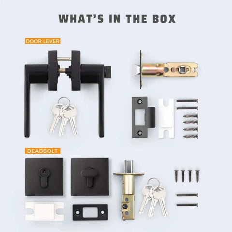 Matte Black Front Door Handle And Deadbolt Set With Keyed Entry Heavy Duty Exterior Lock Kit Single Cylinder components