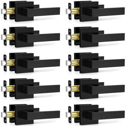 10 Pack Matte Black Interior Door Handles and Passage Door Levers for Hallways and Closets Built To Last Heavy Duty Square Doorknobs