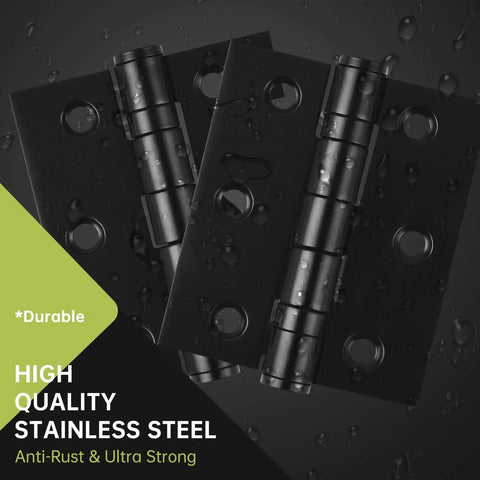 6-Pack Black Door Hinges, 3 Inch Heavy Duty Stainless Steel Hinge for Interior Exterior Doors, Max Loading 100LB