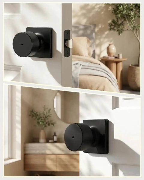Matte Black Interior Door Knobs With Lock Privacy Bedroom And Bathroom Door Handles Keyless Heavy Duty Stainless Steel Knobs