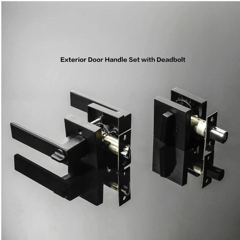 Heavy Duty Matte Black Door Lock Set With Entry Lever And Single Cylinder Deadbolt Keyed Alike for residential and commercial use