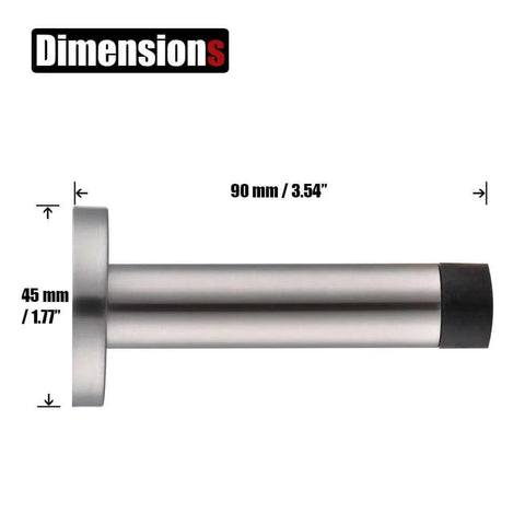 Side view of Door Stopper Black, 304 Stainless Steel Thicken 1mm Sound Dampening Door Stop Bumper Wall Protetor 2 Pack, Matte Black, DSB5-PB-P2