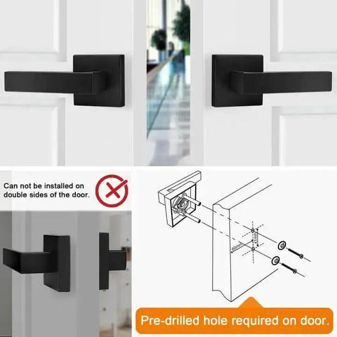 4 Pack Matte Black Dummy Door Handles For Interior Doors Non Turning No Lock Lever Set installation diagram