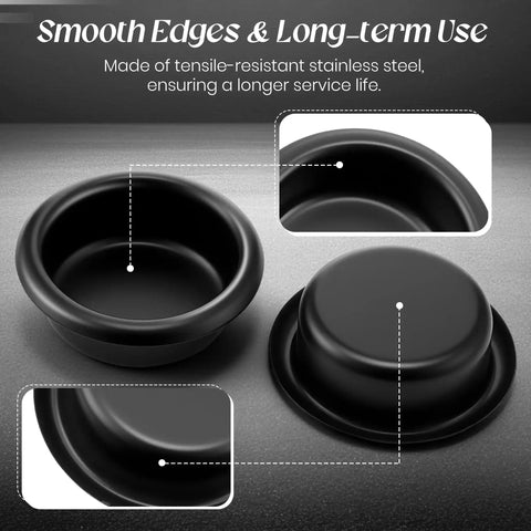 12 Pack Finger Pulls For Cabinets And Doors In Matte Black, 3/4 Round Pocket Door Handles, close-up of smooth edges