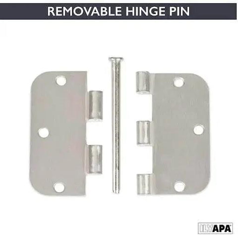 18 Pack Matte Black Interior Door Hinges 3 1/2 By 3 1/2 Inches With 5/8 Radius Corners for doors shown with removable hinge pin