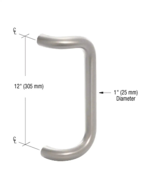Stainless Steel 12 Inch Offset Door Pull Handle Matte Black Through Bolt Mounting For One To One And Three Quarter Inch Doors ADA Compliant
