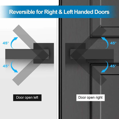 Matte Black Passage Door Lever Set Heavy Duty Square Interior Door Handles For Hallway And Closet Reversible diagram