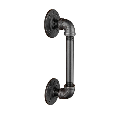 1/2 In X 6 In Matte Black Pipe Sliding Barn Door Handle For Indoor And Outdoor Use, Industrial Steel Pipe Rustic Vintage Style Door Pull