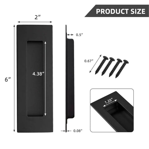 Pocket Door Handles And Edge Pulls In Matte Black Finish 6 Inch Long Flush Recessed Finger Pulls For Closet Sliding And Barn Doors Durable Stainless Steel Construction Rust Resistant Easy To Install product dimensions