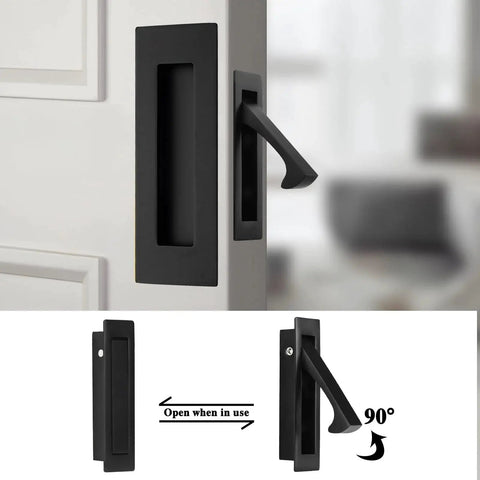 Pocket Door Handles And Edge Pulls In Matte Black Finish 6 Inch Long Flush Recessed Finger Pulls For Closet Sliding And Barn Doors