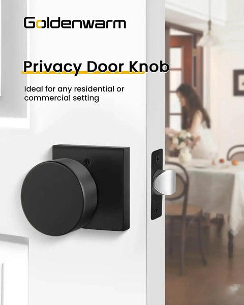 Privacy Door Knobs Matte Black Set For Interior Doors, built tough zinc alloy, bedroom and bathroom