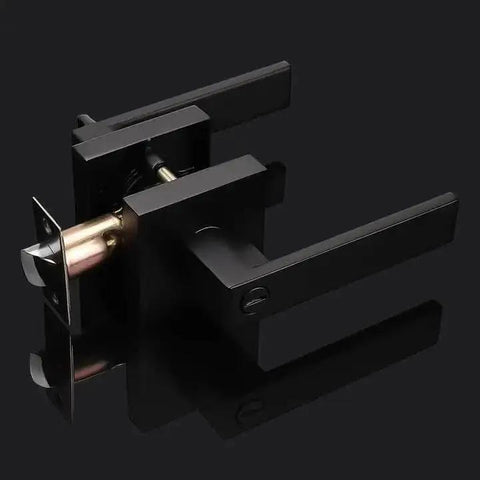 10 Pack Matte Black Privacy Door Levers With Square Rosette, Heavy Duty Bed And Bath Door Locks, Reversible Flat Levers