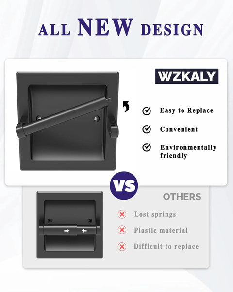 Matte Black Recessed Toilet Paper Holder For Large Rolls Pivoting Wall Mount In Wall 304 Stainless Steel Rustproof Bathroom Accessory Not Suitable For Mega Rolls showcased with new design highlights like easy replacement and eco-friendly features.