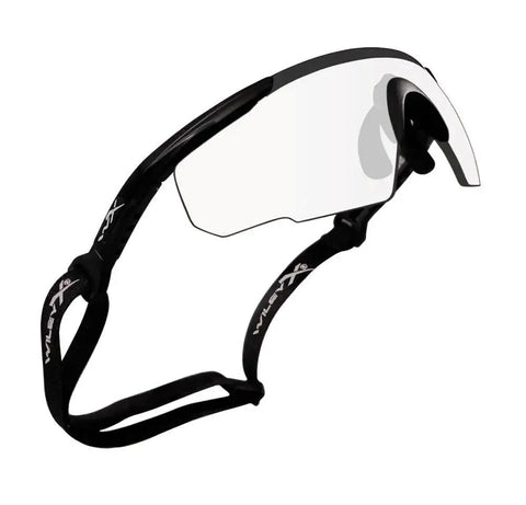 Side view of Matte Black Frames Shooting Glasses With ANSI Z87 Safety And Changeable Lenses