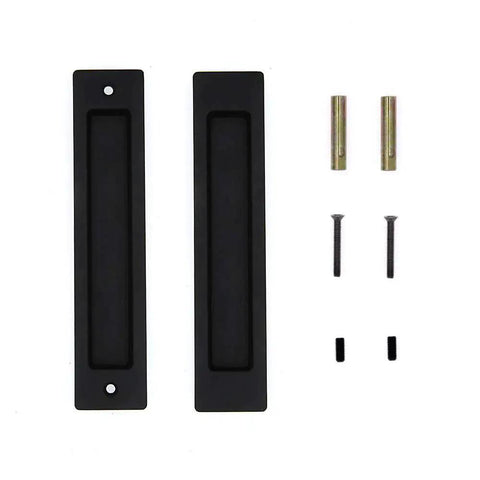 Sliding Barn Door Flush Handle 7.08 Inch Rectangular Matte Black Invisible Recessed Finger Pull For Cabinets Closets And Drawers