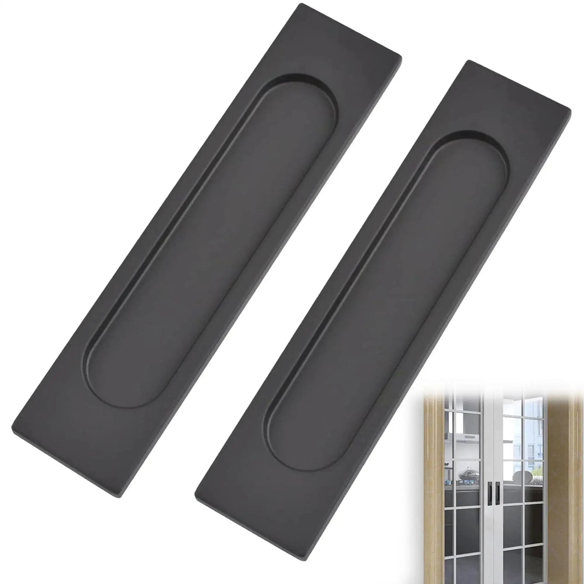 Self Stick Rectangular Sliding Door Pulls Two Piece Se...