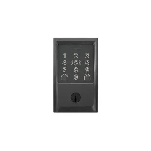 Front view of Smart WiFi Front Door Deadbolt With Built In WiFi App Control And Keyless Entry Unlock From Anywhere Through The Connected App Apple Watch Unlock Capability With HomeKit And Alexa Compatible Matte Black Finish Easy Install For Enhanced Security And.
