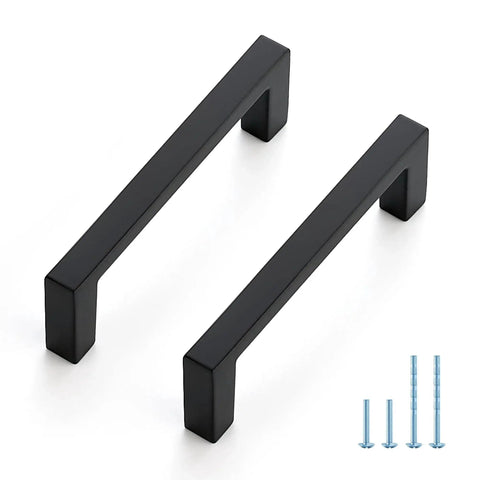 30 Pack Cabinet Pulls Slim Square Bar 3 Inch Hole Center Matte Black Solid Build Modern Look Easy Install kitchen drawers and dressers