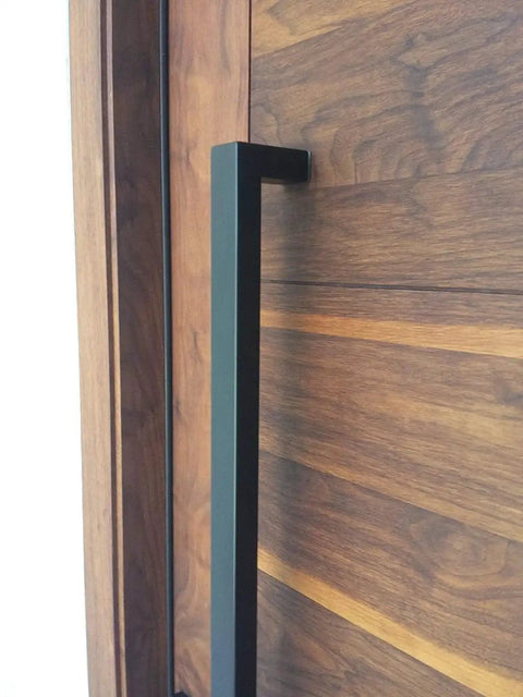 Matte Black 304 Stainless Steel Double Sided Door Pull Push Handles For Commercial Entrances on wooden door
