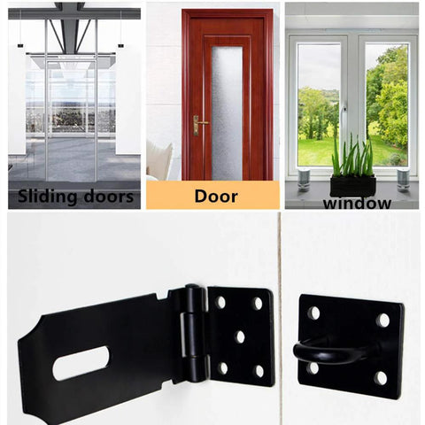 4 Inch Stainless Steel Door Hasp Padlock Latch Kit, Extra Thick Matte Black Hasp Lock with Screws on Door