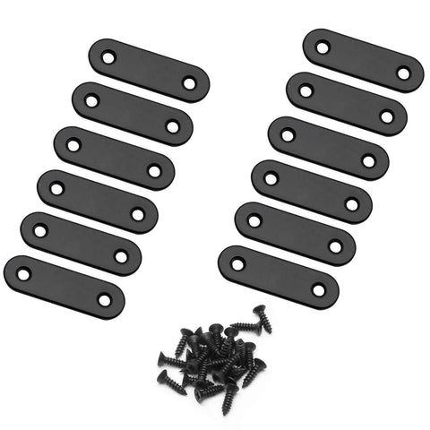 ✝️ 12 Pcs Straight Brace, Flat Brace 2” x 0.6” Matte Black Stainless Steel Brackets with screws