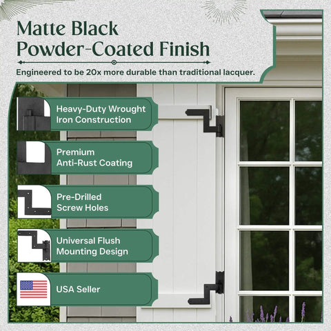 Heavy Duty Black Wrought Iron Lift Off Pintle Hinges With Colonial Reversible Pins For Doors Windows And Shutters 6.5 Inch