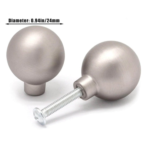 5 Pack Matte Gray Cabinet Knobs 0.94 Inch Diameter Zinc Alloy Round Ball Drawer Pulls With Screws