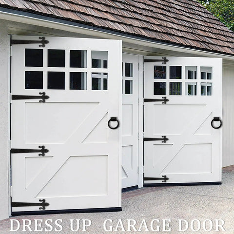 Matte Black Ring Garage Door Pull 3.9 Inch Metal Sliding Barn Door Handle Knob For Farmhouse Decor And Modern Interiors Door Hardware, installed on white garage door
